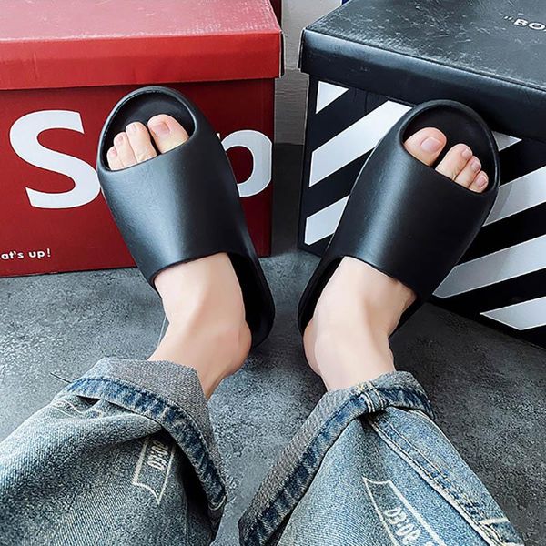 

slippers soft home solid color thick-soled outdoor bath non-slip sandals and for men women, Black