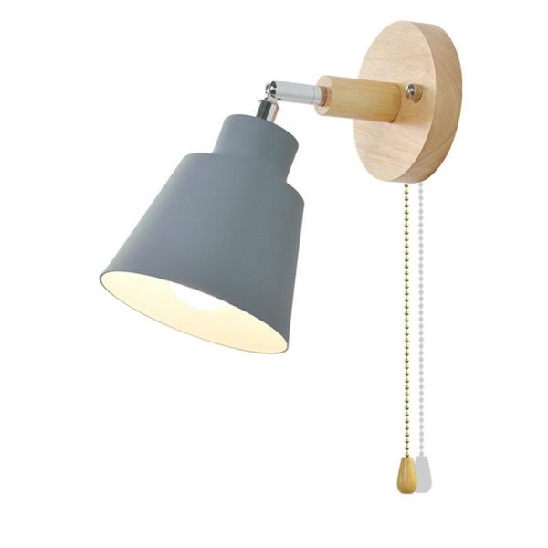 

wall lamps nordic with switch bedside light modern wooden bedroom bracket steering head sconce e27 home lighting