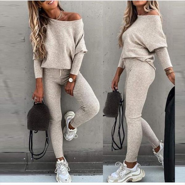 

2pcs fashion solid colors womens capri v neck casual slim long sleeve sequin stitching suit, Black;white