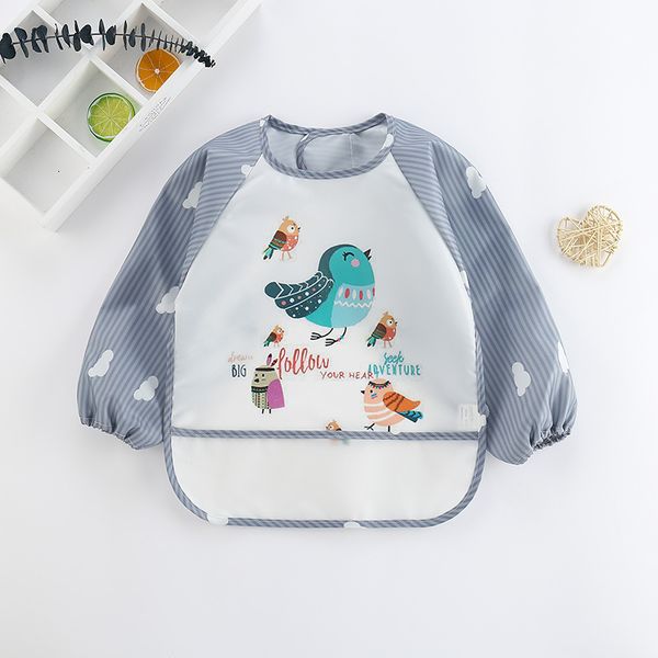 

apron baby eating bib girl spring and autumn long sleeve cotton waterproof boy's reverse dressing children's