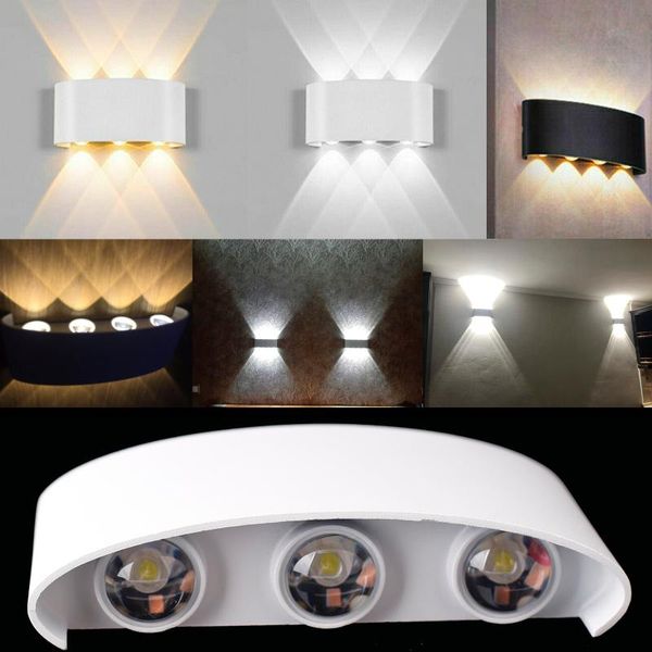 

waterproof led wall lamp outdoor up down nordic indoor modern light 8w 220v white black for home stairs bedroom bedside bathroom