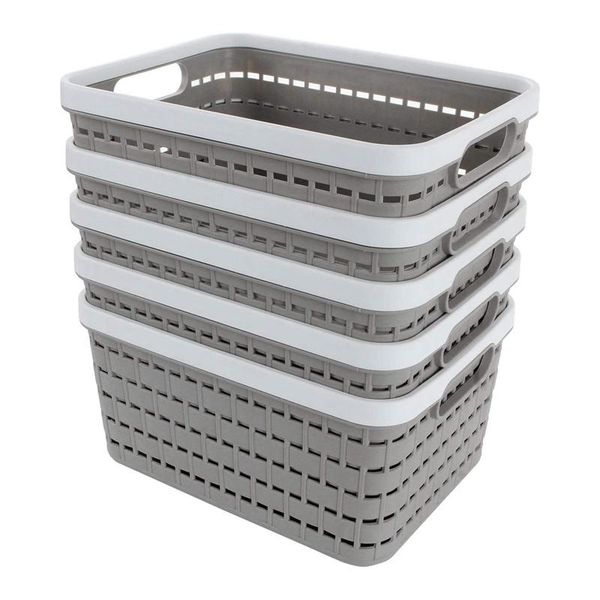 

storage baskets 5pcs portable plastic weave deskkitchen bedroom bathroom boxes for cabinet office