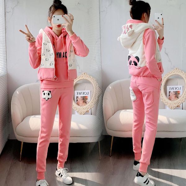 

women's two piece pants 12 junior middle school students' clothes 13 winter plush thickening 14 big children's three set autu, White