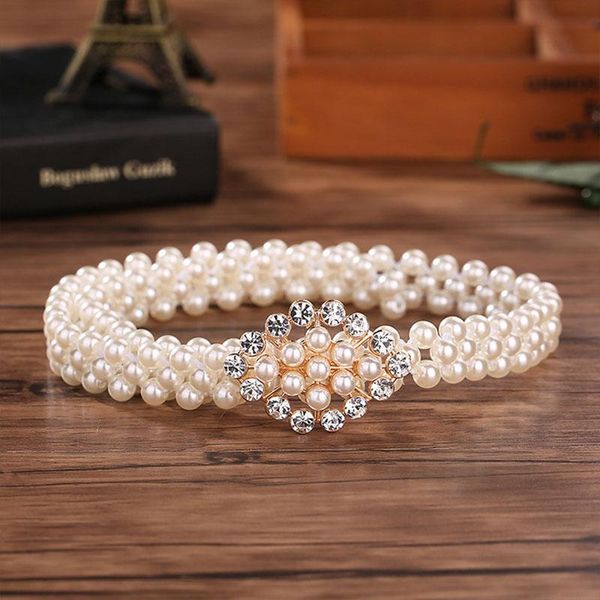 

belts fashion pearl for women soft dress wide corset cummerbunds strap pasek damski female elastic belt girls, Black;brown
