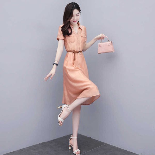 

women's drs summer 2021 french gentle wind waist show thin temperament chiffon shirt skirt, Black