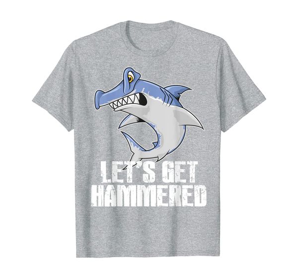 

hammerhead funny shark let's get hammered drinking party t-shirt, White;black