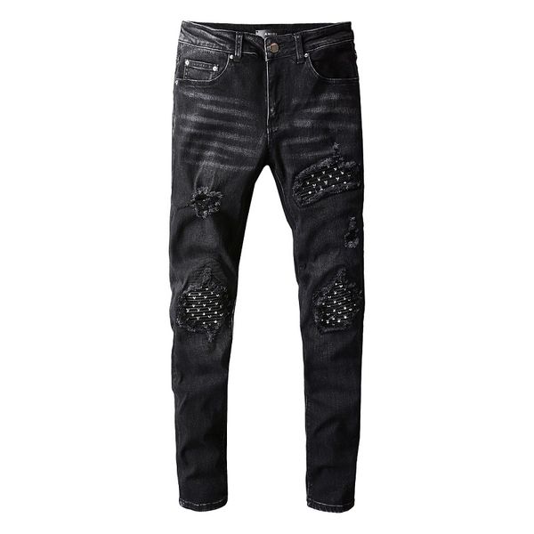 

20ss mens designer jeans distressed ripped biker slim fit motorcycle denim for men s fashion jean mans pants pour hommes #803, Blue