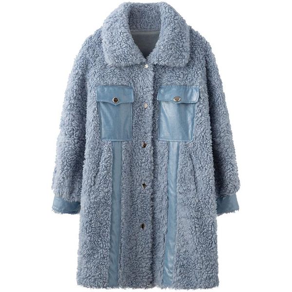 

women autumn winter coat clothes 2021 real fur coat female wool jacket korean vintage sheep shearling suede lining zt42778, Black