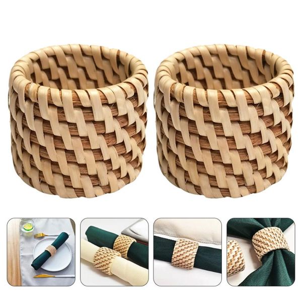 

napkin rings 2pcs natural woven holding decorative weaving craft buckles