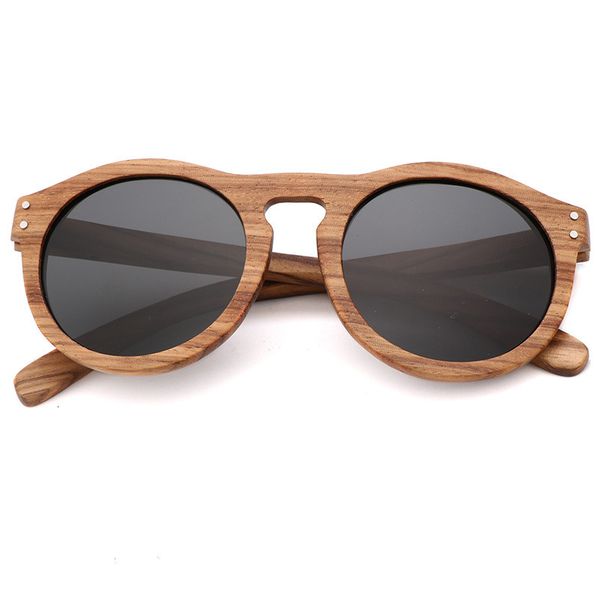 

2021 new vintage women round wooden sunglasses polarized mens sun glasses brand designer zebra wood ihbv, White;black