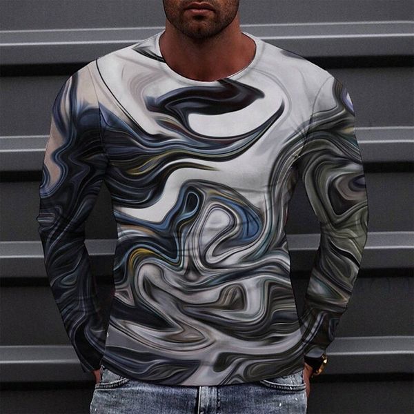 

men's tee t shirt 3d print graphic round neck casual daily print long sleeve fashion designer comfortable big and tall black b2dl#, White;black