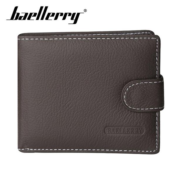 

wallets baellerry men hasp solid wallet genuine leather casual coin pocket card holder po porta money bag, Red;black