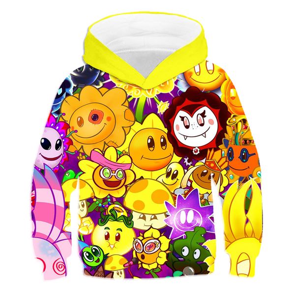 

girls favorite plants ocean flowers 3d printed childrens clothing autumn high-quality harajuku style childrens hoodie, Black