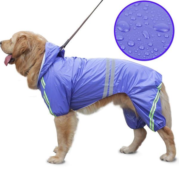 

dog apparel pet raincoat golden hair medium large reflective waterproof windbreak