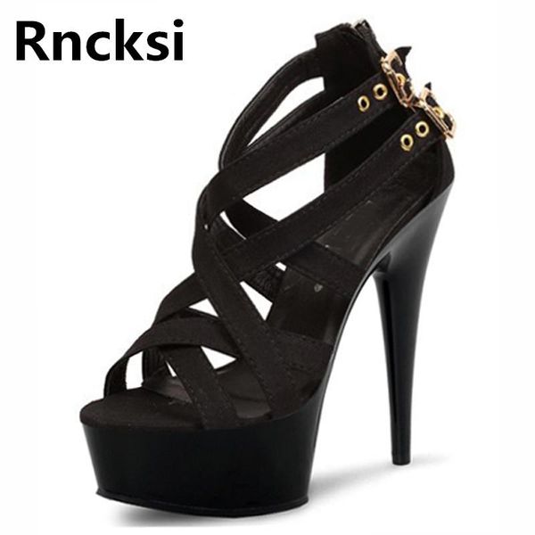 

dress shoes rncksi summer 15cm women pole dance sandals party night club high heels platform, Black