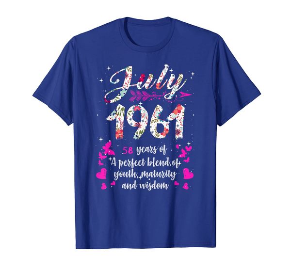 

july 1961 t shirt 58th birthday gift 58 years old shirt, White;black