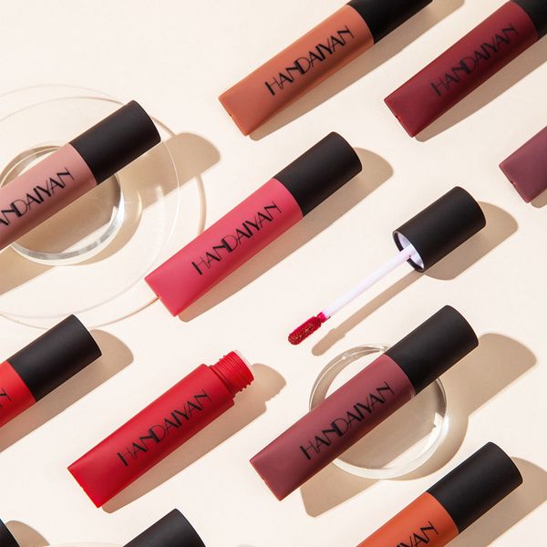 

red matte velvet lip gloss nude liquid lipsticks waterproof long lasting nonstick cup lipgloss makeup lip tint glaze wzg tb1806