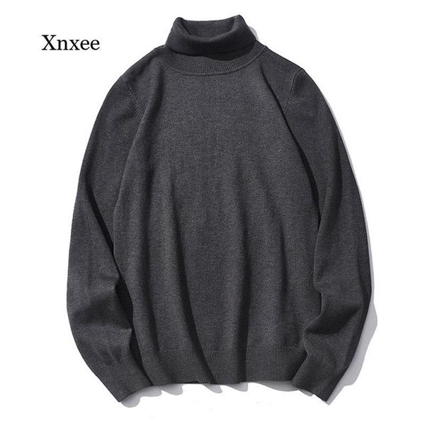 

men's sweaters 2021 autumn and winter fashion warm high-neck solid color sweater casual comfortable pullover thick men, White;black