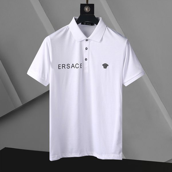 

21ss men's women's designer polo shirt two-letter watercolor printing casual high-quality fashion men's all-match blouse blue, White;black