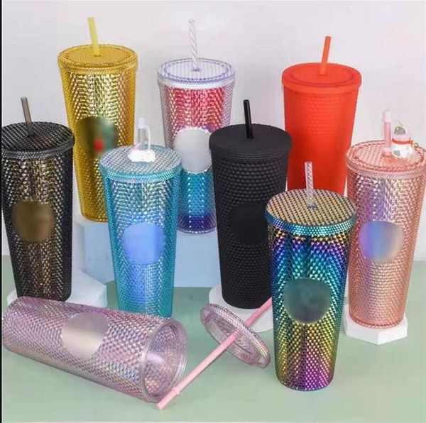 

24oz/710ml double layer durian tumbler reusable drinking tumbler cups with lid straw mugs dhl shipping fy4488