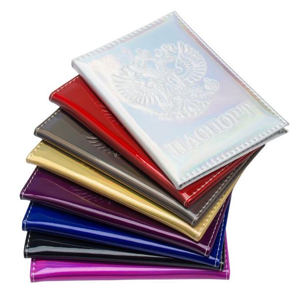 

card holders laser mirror russian passport cover fashion on the glossy holder travel case, Brown;gray