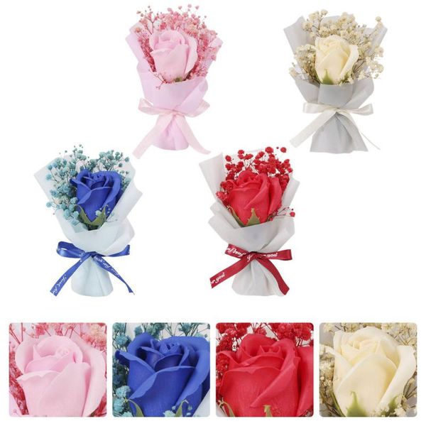 

4pcs romantic rose bouquet preserved flower bouquet dry flower decor p props