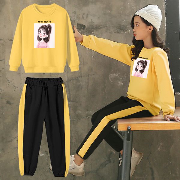 

2022 girls clothing long sleeve shirts + pants suits autumn spring girl kids clothes children clothing sets 5 6 7 8 9 10 12 year, White