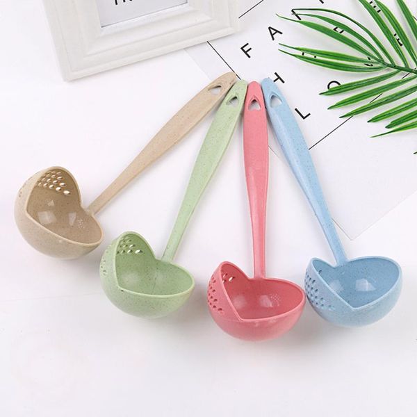 

spoons 2 in 1 wheat straw soup spoon long handle porridge filter home cooking tools kitchen accessories