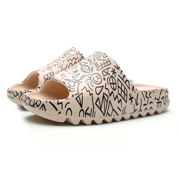 

70% off factory online summer new casual slippers coconut generation fashion stripe thick bottom home men's and women's, Black