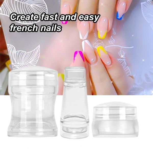 

nail art kits transparent silicone stamping kit french for manicure plate stamp polish stencil template seal stamper scraper