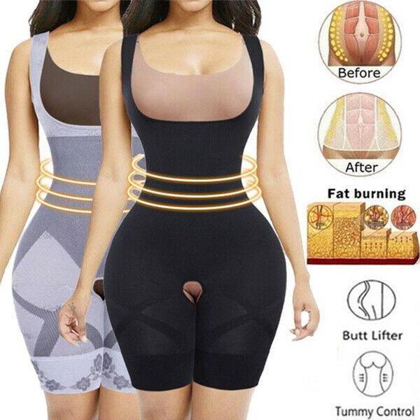 

women's shapers open bust bodysuit shapewear for women faja colombianas waist trainer body shaper slimming underwear thigh slimmer shor, Black;white