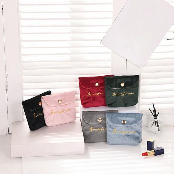 

storage bags women velvet soft small cosmetic bag hasp girl lipstick sanitary pads organizer pouch travel makeup mini beauty case