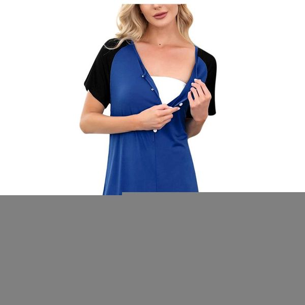 

maternity dresses breastfeeding dress women's clothes short sleeve o-neck casual summer nursing nightdress robe grossesse, White