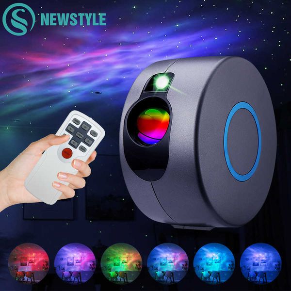 Laser Galaxy Starry Sky Proiettore Rotante Acqua che ondeggia Luce notturna Led Nebulosa colorata Lampada a forma di nuvola Atmosfera Camera da letto accanto alla lampada H0922