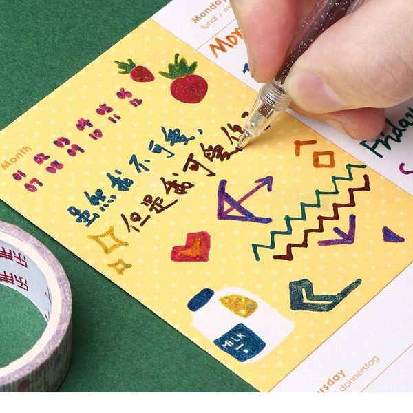 

12pcs/set kawaii glitter color changing flash marker gel pen cute drawing pen highlighter for girl kids school art st jllfnq