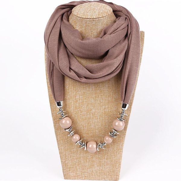 

scarves 2021 fashion print jewelry necklace for women scarf ladies gorgeous beaded foulard female solid color hijabs accessories, Blue;gray