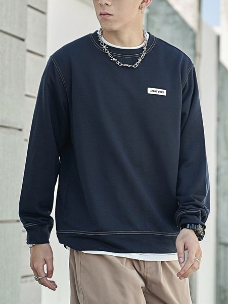 

men patch detail stitching sweatshirt z9ze#, Black