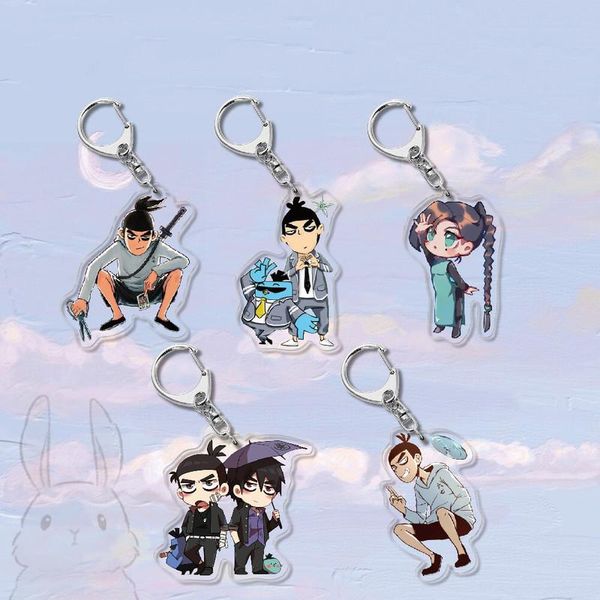 

keychains keychain woman scissor seven key chain men acrylic pendant ring elegant holder killer jewelry cute anime llaveros, Silver