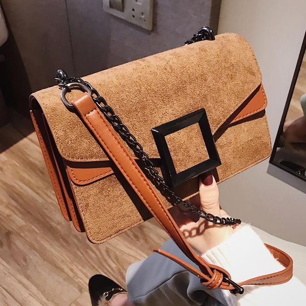 

cross body retro fashion female square bag 2021 quality matte pu leather women's designer handbag lock chain shoulder messenger bags