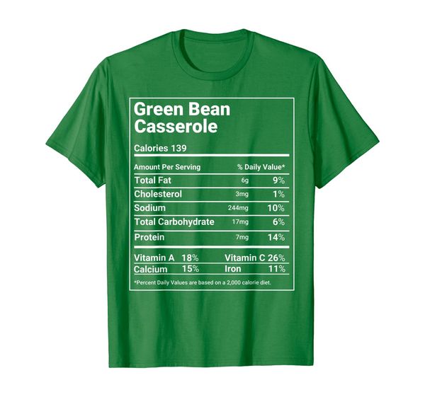 

green bean casserole nutrition facts thanksgiving matching t-shirt, White;black