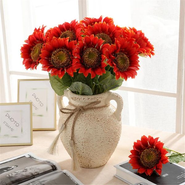 

decorative flowers & wreaths artificial sunflower bouquet home silk cloth flower floral decor fake ornament