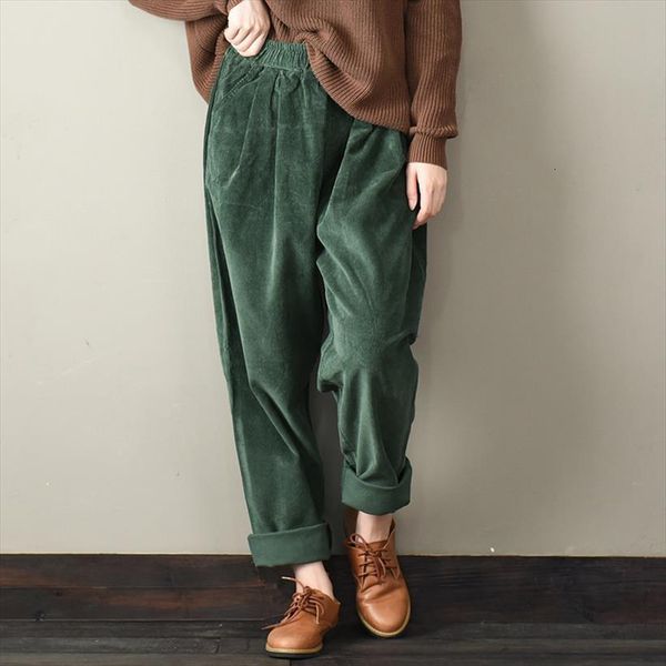 

casual corduroy baggy womens capris wide leg hip hop streetwear joggers vintage autumn warm thicken loose trousers x9196, Black;white