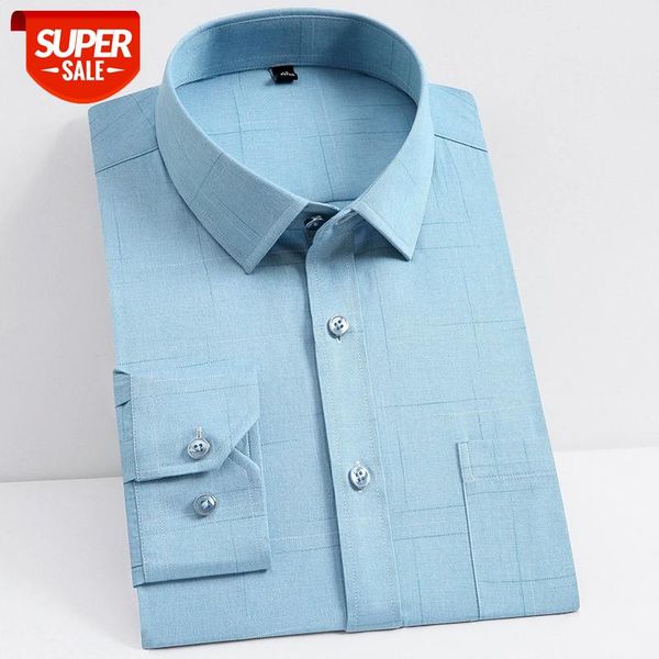 

bamboo fiber long sleeve men's dress shirts formal business mens plaid shirt casual soft chest pocket comfortable social clothes #ig6k, White;black