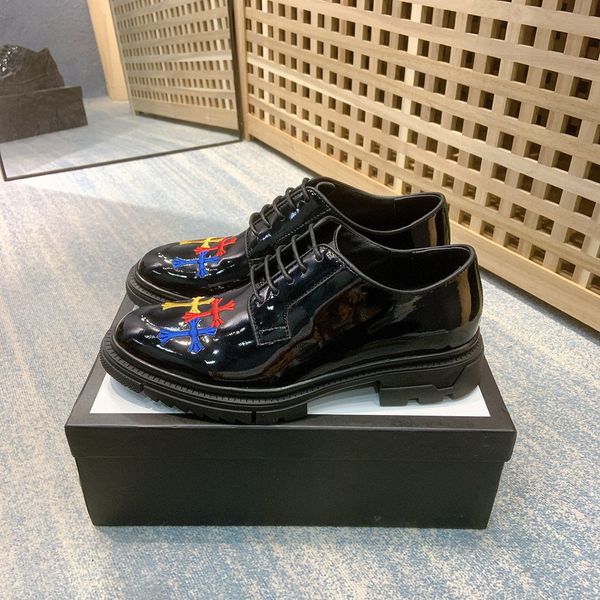 

orignal box] luxury new mens embroidery oxfords genuine leather gommino gommino wedding business dress lace up shoes size 38-45, Black