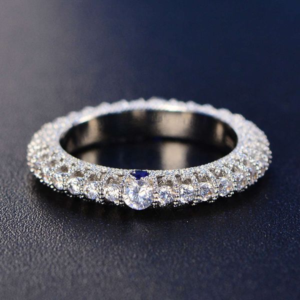 

hbp fashion 2021 autumn new noble luxury women's ring full of diamond, exquisite carving and blue inlay, Silver