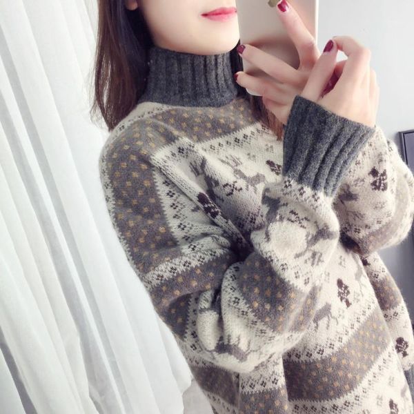 

women's sweaters knitted autumn women pullovers casual turtleneck batwing sleeve dot cartoon letter striped patchwork floral thick, White;black