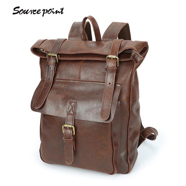 

backpack yuandian men's women's flash dot leather travel bag head layer