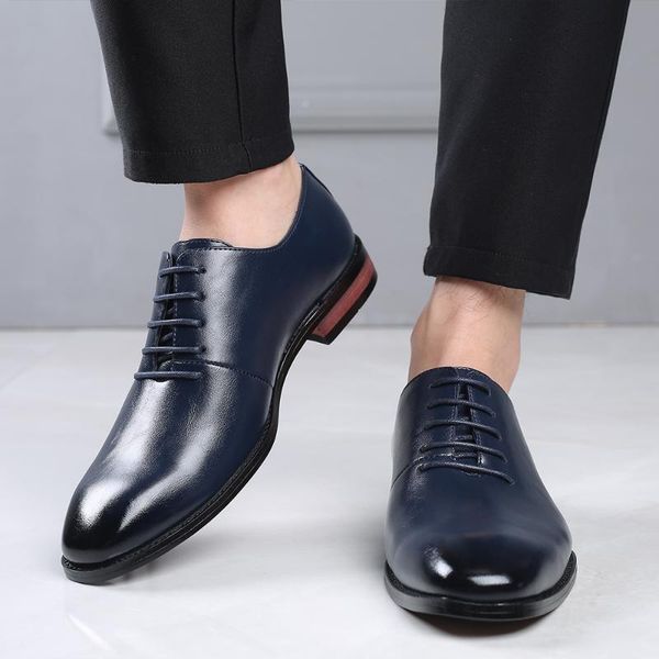 

dress shoes men business leather pointed oxfords formal male party wedding footwear, Black