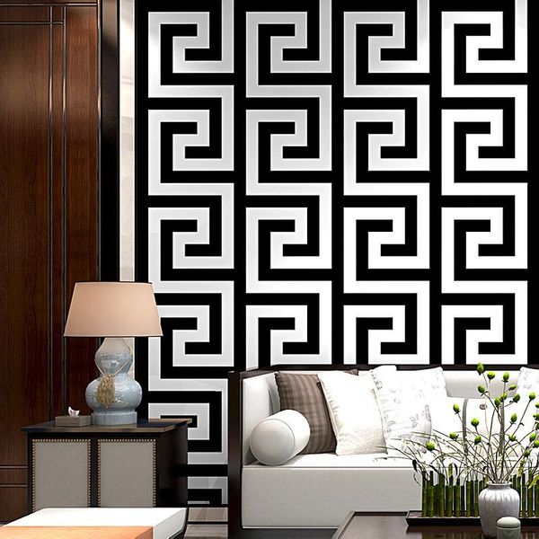 

wallpapers vintage classic geometric trellis wallpaper for livingroom bedroom sofa tv background decor 3d embossed wall mural black white