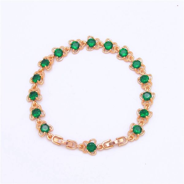 

flower shaped zircon bracelet women wrist chain 18k yellow gold filled femal pretty jewelry gift, Black